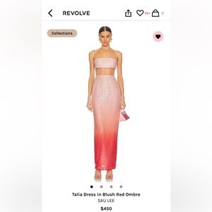 SAU LEE Talia Dress in Blush Red Ombre S (4)